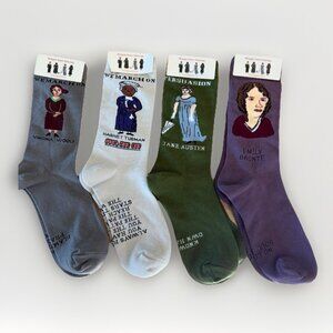 NWT New Maggie Stern Feminist Socks – Set of 4 – Woolf, Tubman, Bronte, Austen